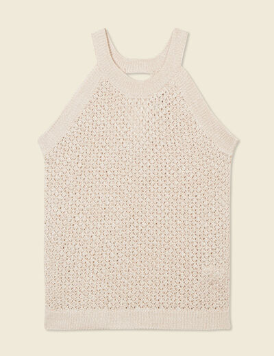 Débardeur tricot ajouré creme femme