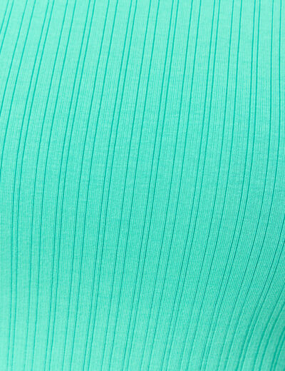 Débardeur cintré court col rond vert turquoise femme