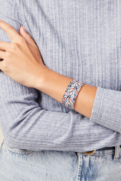 Bracelet manchette en métal bleu marine femme