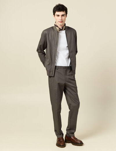 Blouson zipp&eacute; col teddy vert fonc&eacute; homme