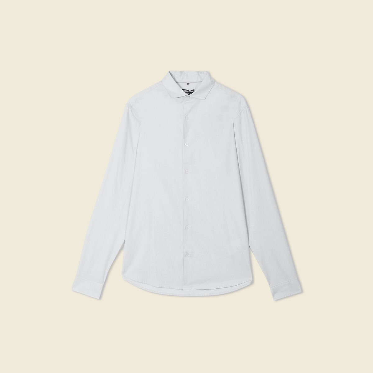 Col cintr&eacute; en coton manches longues bleu ciel homme