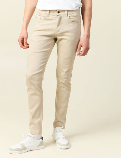 Jeans slim 5 poches denim beige homme