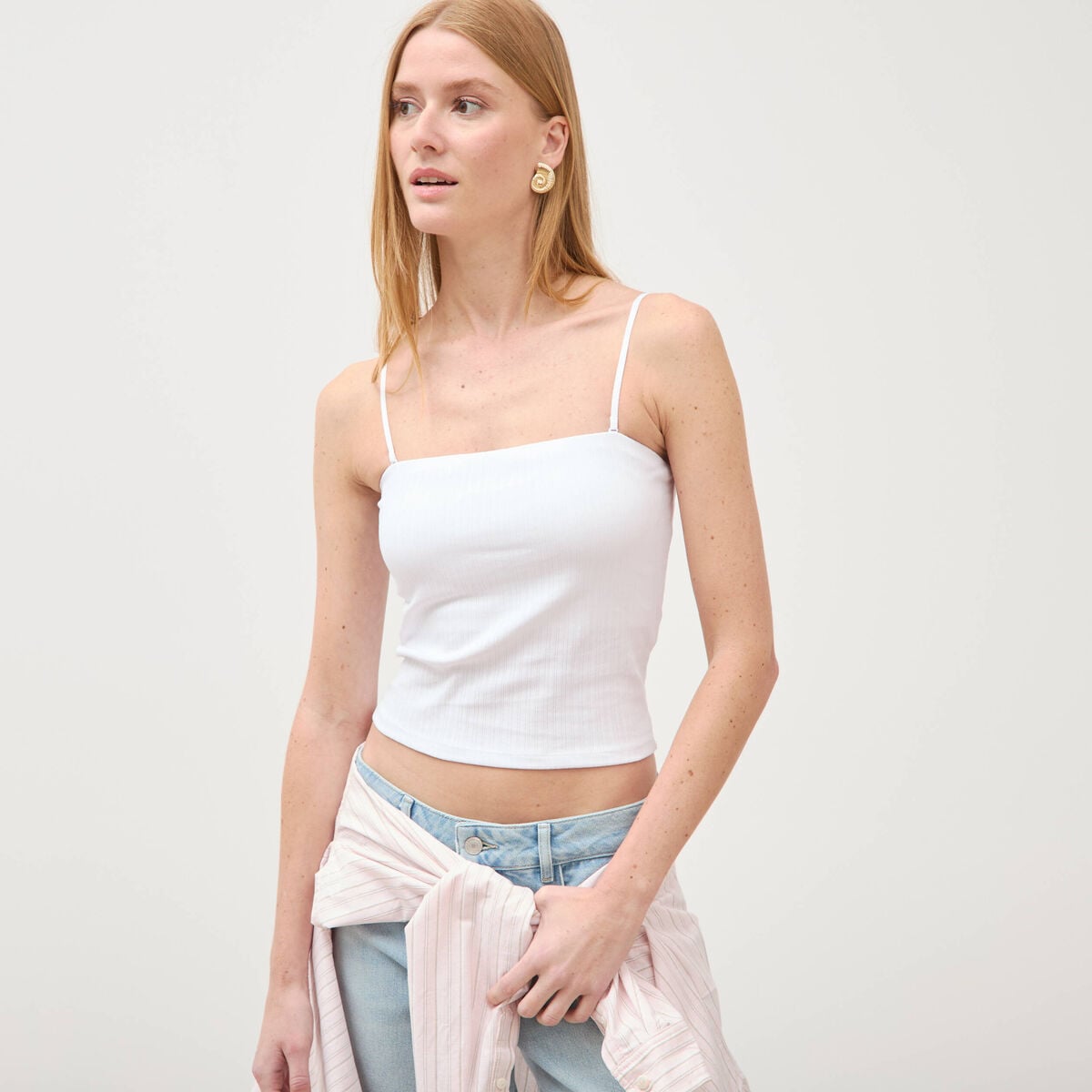 D&eacute;bardeur 2 en 1 avec brassi&egrave;re int&eacute;gr&eacute;e blanc femme