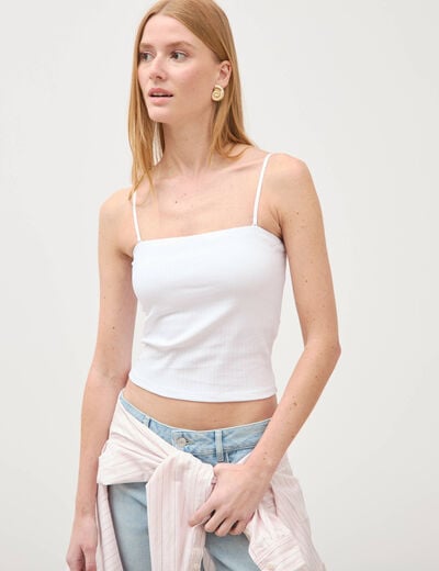 D&eacute;bardeur 2 en 1 avec brassi&egrave;re int&eacute;gr&eacute;e blanc femme