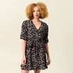 Robe évasée fluide manches 3/4 noir femme