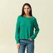 Pull col bateau manches longues vert femme