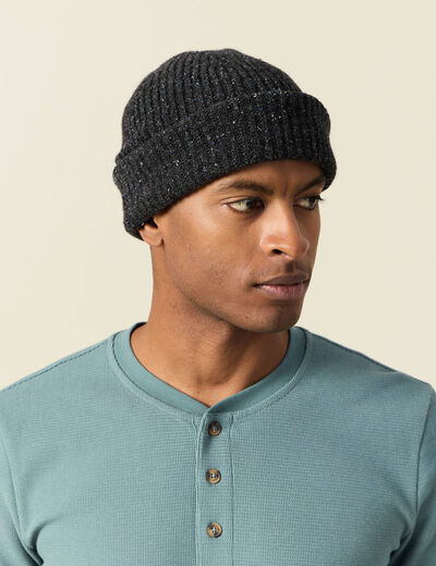 Bonnet tricoté fabriqué en France gris foncé homme