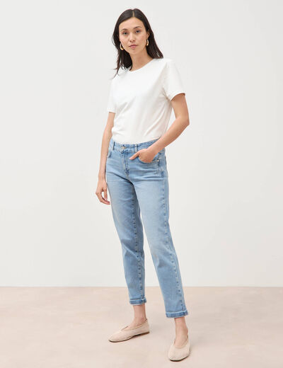 Jeans girlfriend 5 poches denim used femme