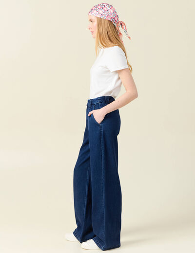 Jeans large taille haute denim brut femme