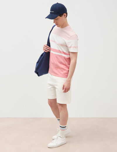 T-shirt manches courtes rose poudr&eacute;e homme