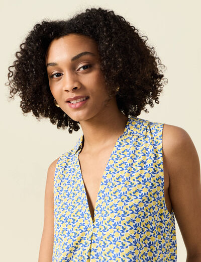 Blouse sans manches bleu femme