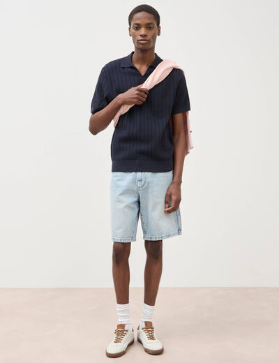Polo manches courtes bleu marine homme
