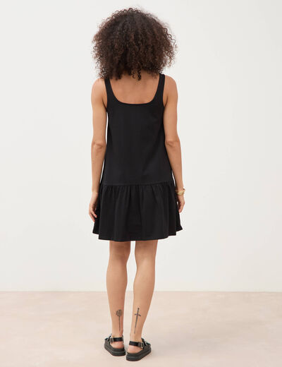 Robe sans manches en maille col rond noir femme