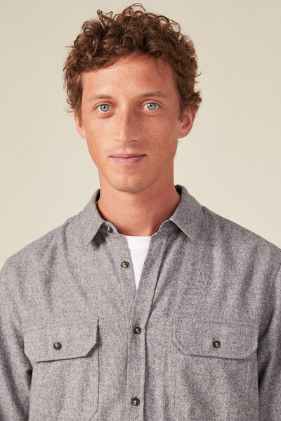 Chemise manches longues ecru homme