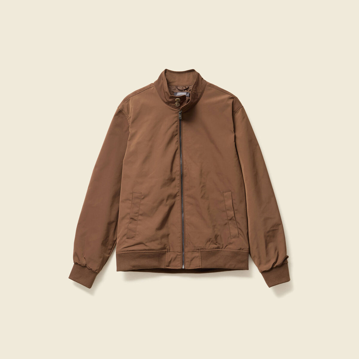 Blouson zippé col montant marron homme