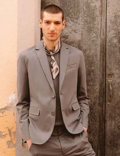 Blazer manches longues col classique vert fonc&eacute; homme