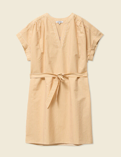 Robe droite ceinturée jaune femme