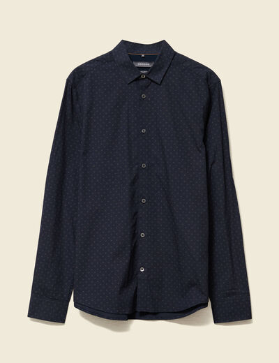 Chemise en coton manches longues bleu homme