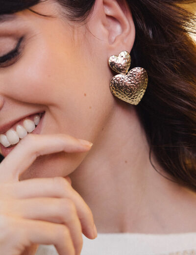 Boucles d'oreilles pendantes couleur or femme