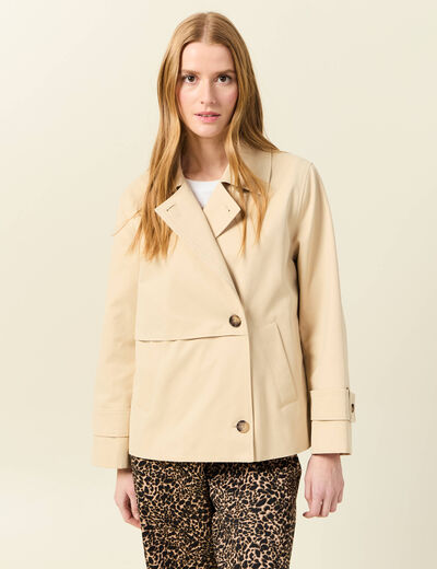 Trench court fluide beige femme