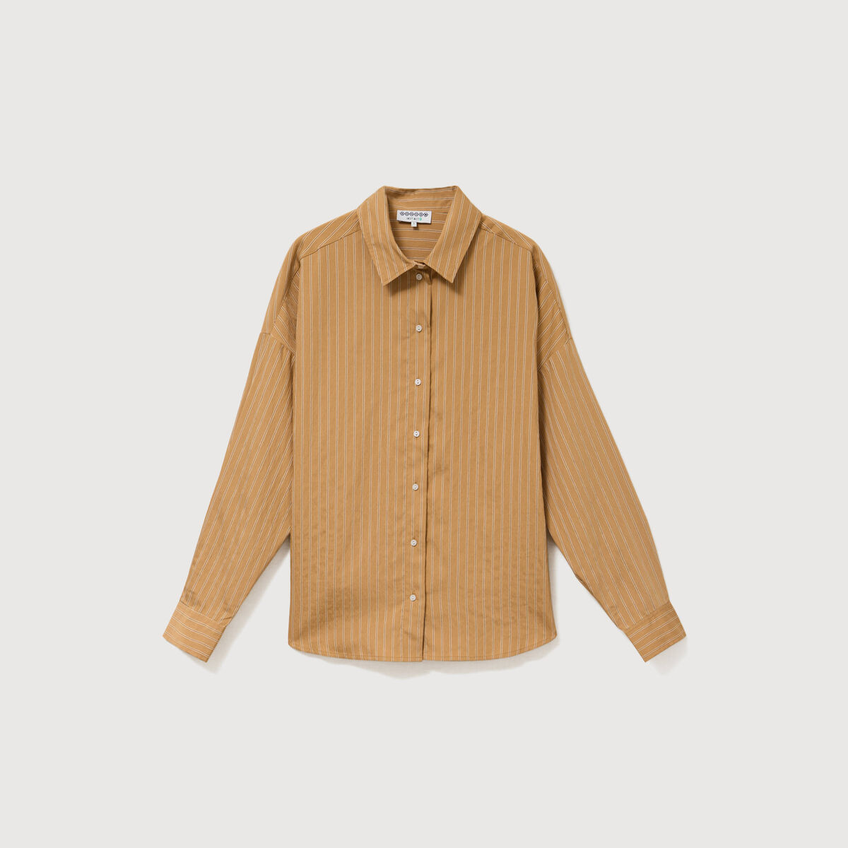 Chemise manches longues fluide camel femme
