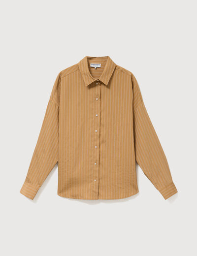 Chemise manches longues fluide camel femme