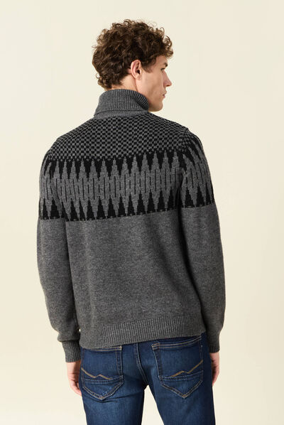 Pull manches longues gris foncé homme