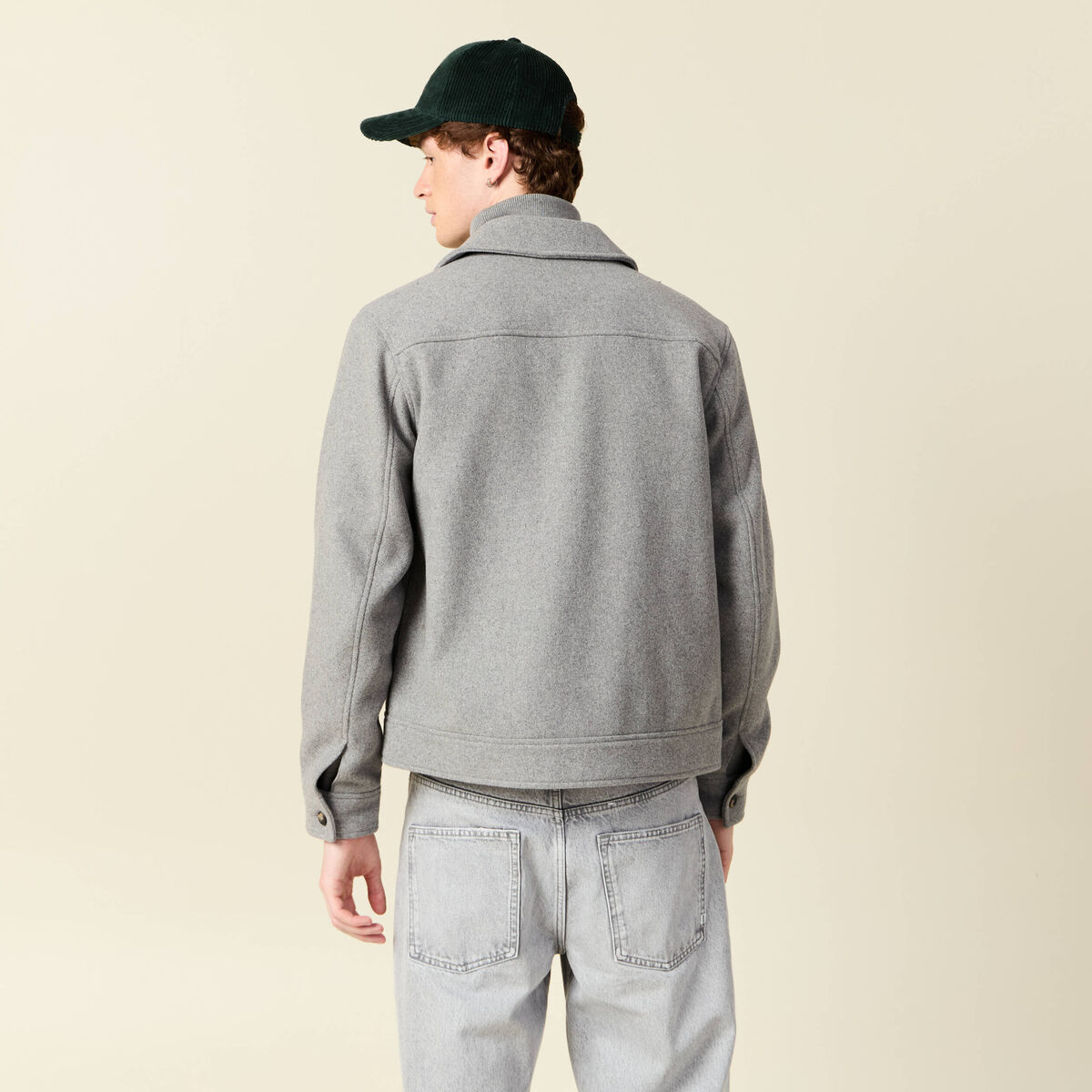 Veste oversize courte col classique gris moyen homme