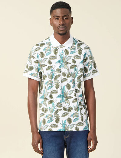 Polo droit en coton manches courtes blanc homme
