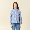 Chemise vichy manches longues en coton bleu marine femme