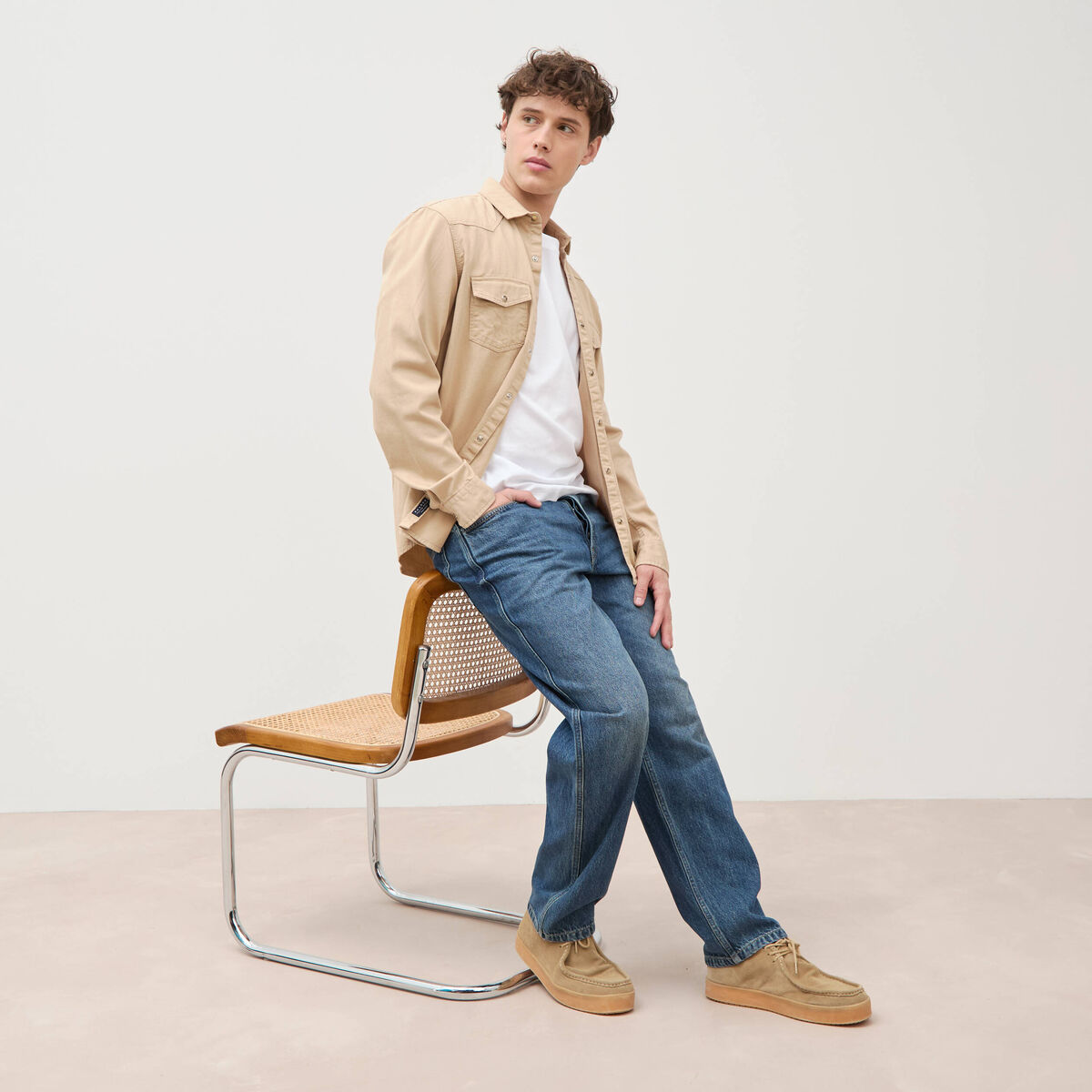 Jeans large relaxed denim stone homme
