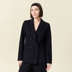 Blazer manches longues col tailleur bleu marine femme