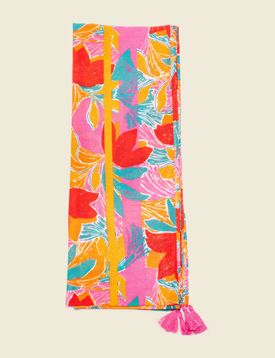 Foulard avec pampilles multicolore femme
