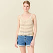 Débardeur tricot ajouré creme femme