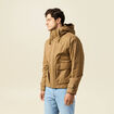 Parka droite courte &agrave; capuche beige homme