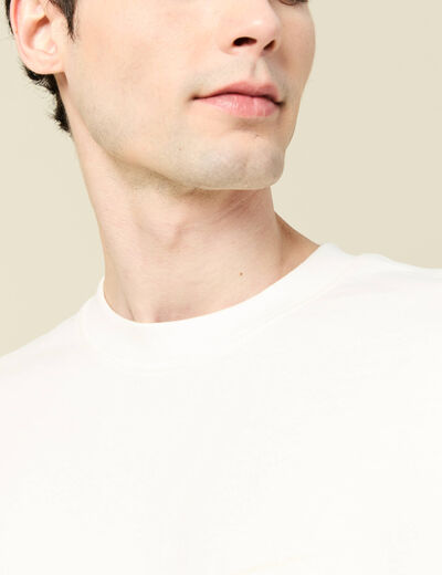 T-shirt ample col rond coton ecru homme