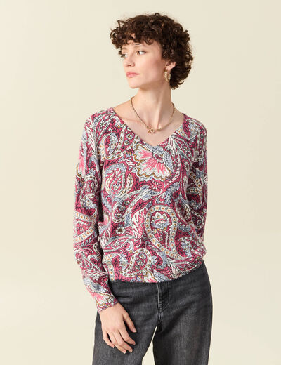 Pull manches longues vieux rose femme
