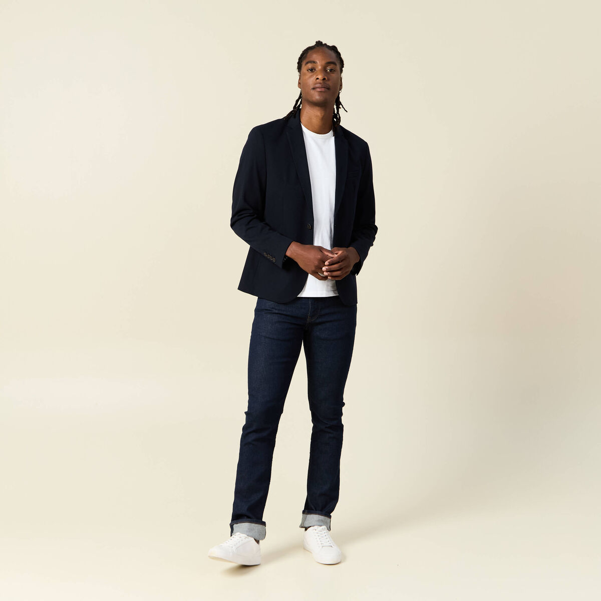 Veste blazer cintrée bleu marine homme