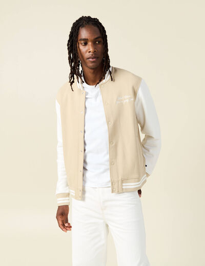 Veste sweat oversize manches longues beige homme