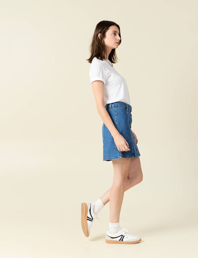 Jupe trapèze en jean denim stone femme