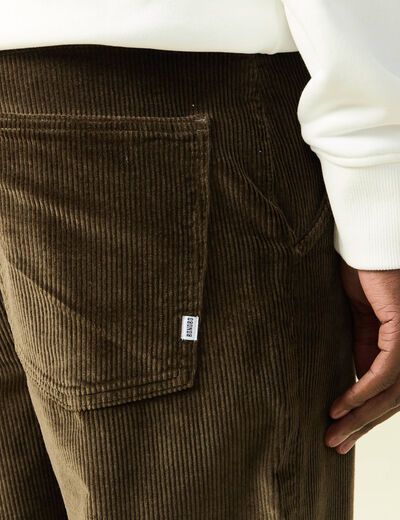 Pantalon droit en velours longueur 32 taupe homme