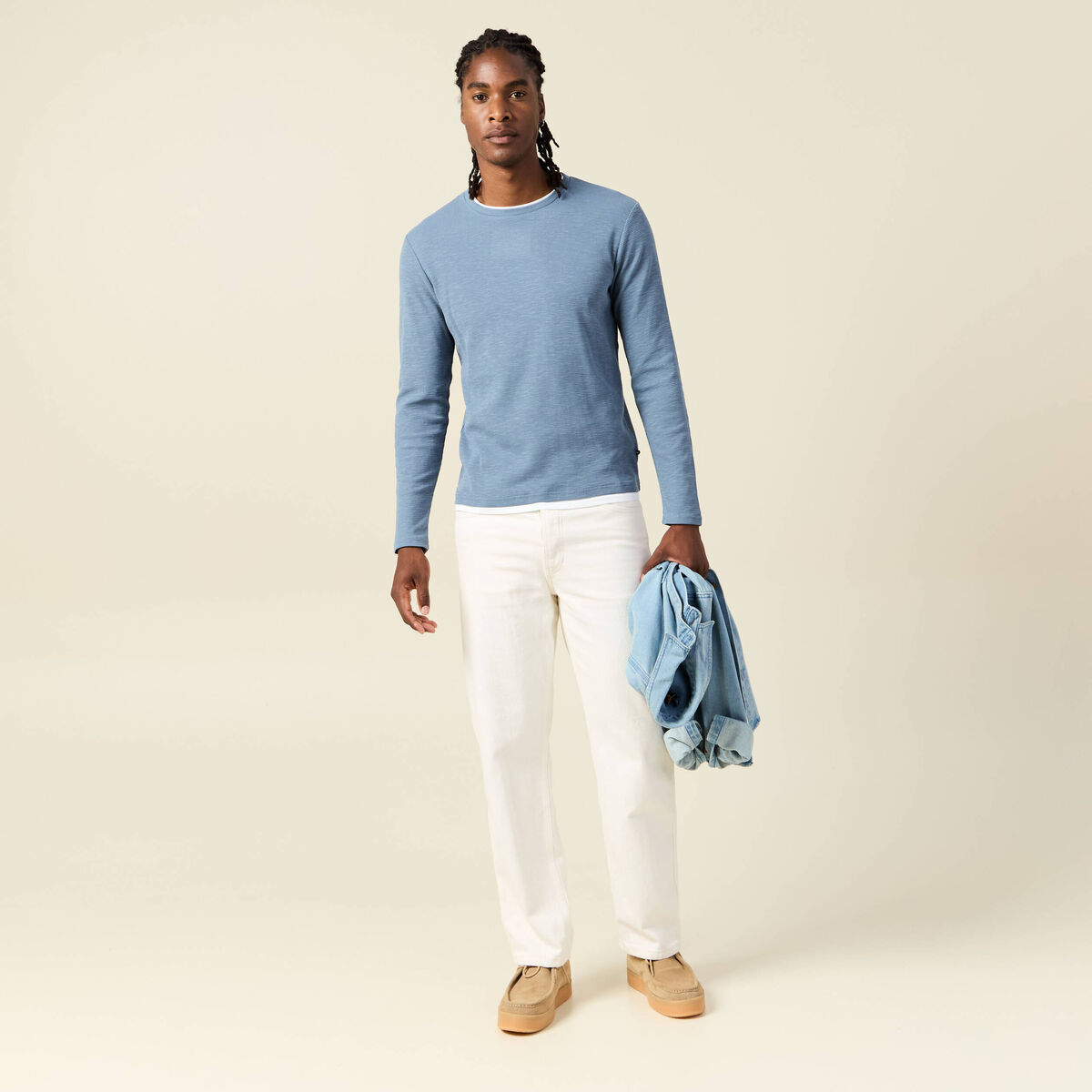 T-shirt manches longues bleu gris homme