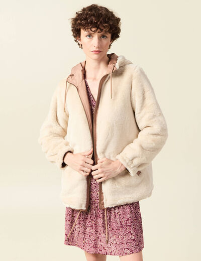 Parka réversible marron clair femme