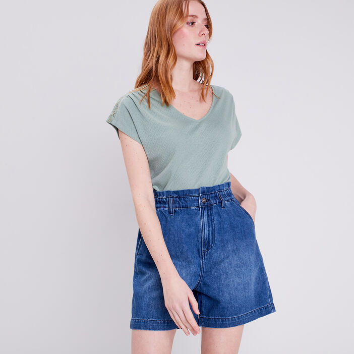 Short slouchy éco-responsable denim stone femme