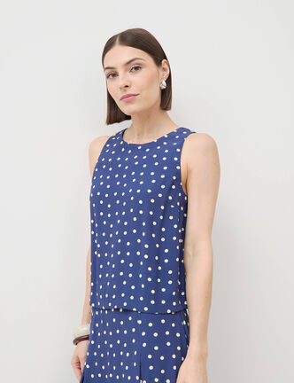 Top sans manches bleu marine femme