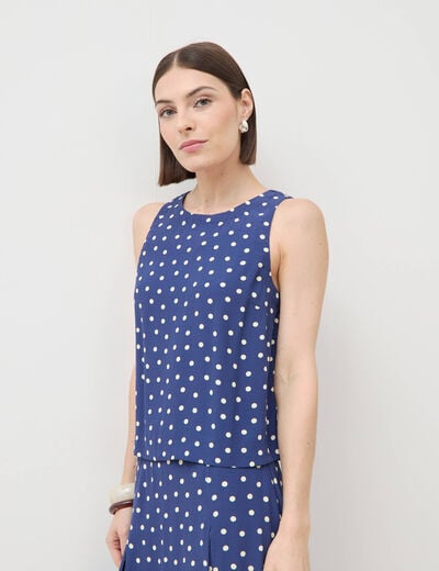 Top sans manches bleu marine femme