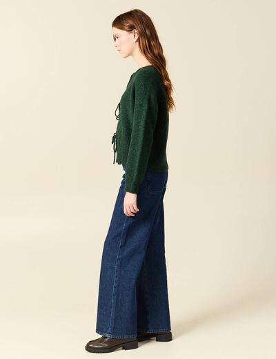 Gilet oversize manches longues vert fonc&eacute; femme