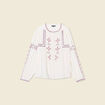 Chemise manches longues brodée creme femme