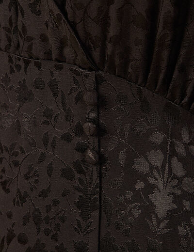 Robe évasée satin noir femme