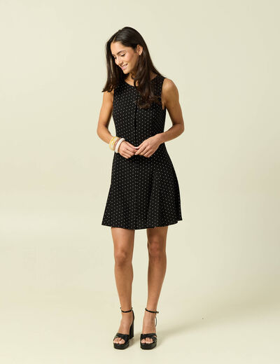 Robe fluide sans manches col rond noir femme